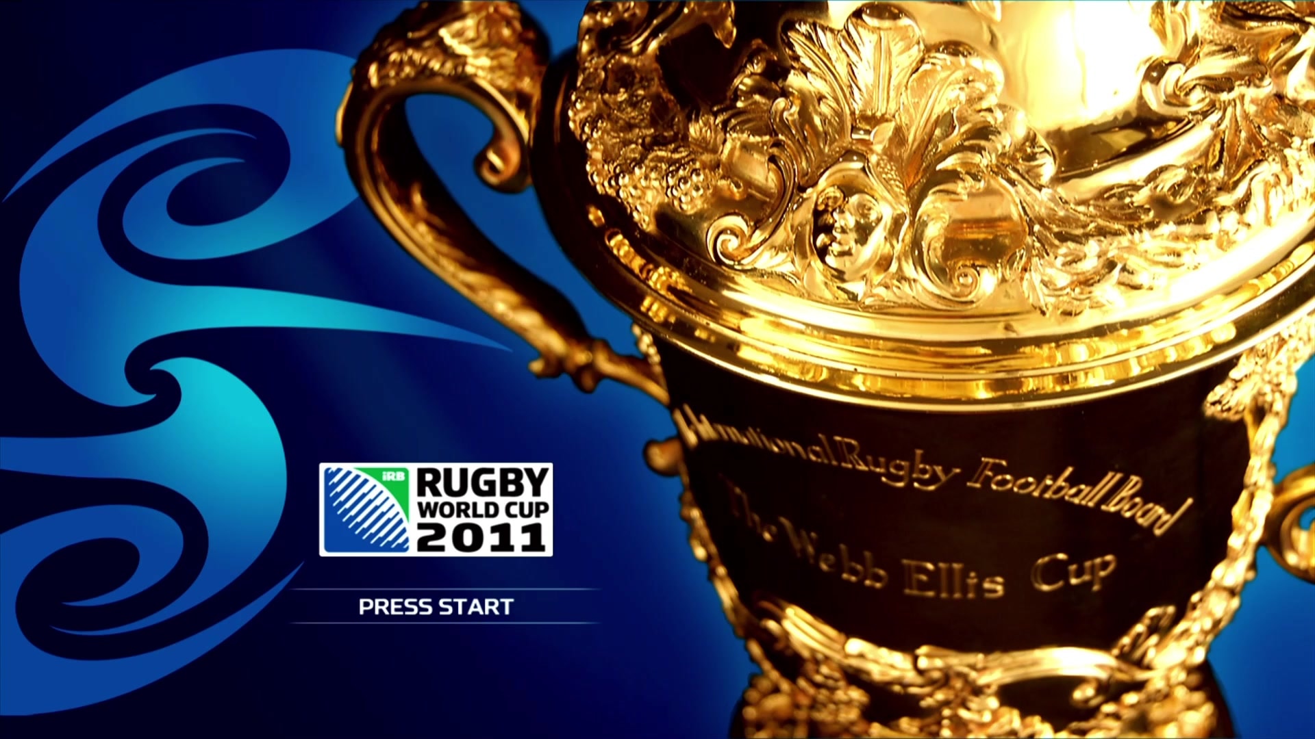 Rugby World Cup 2011 title screen for Xbox 360